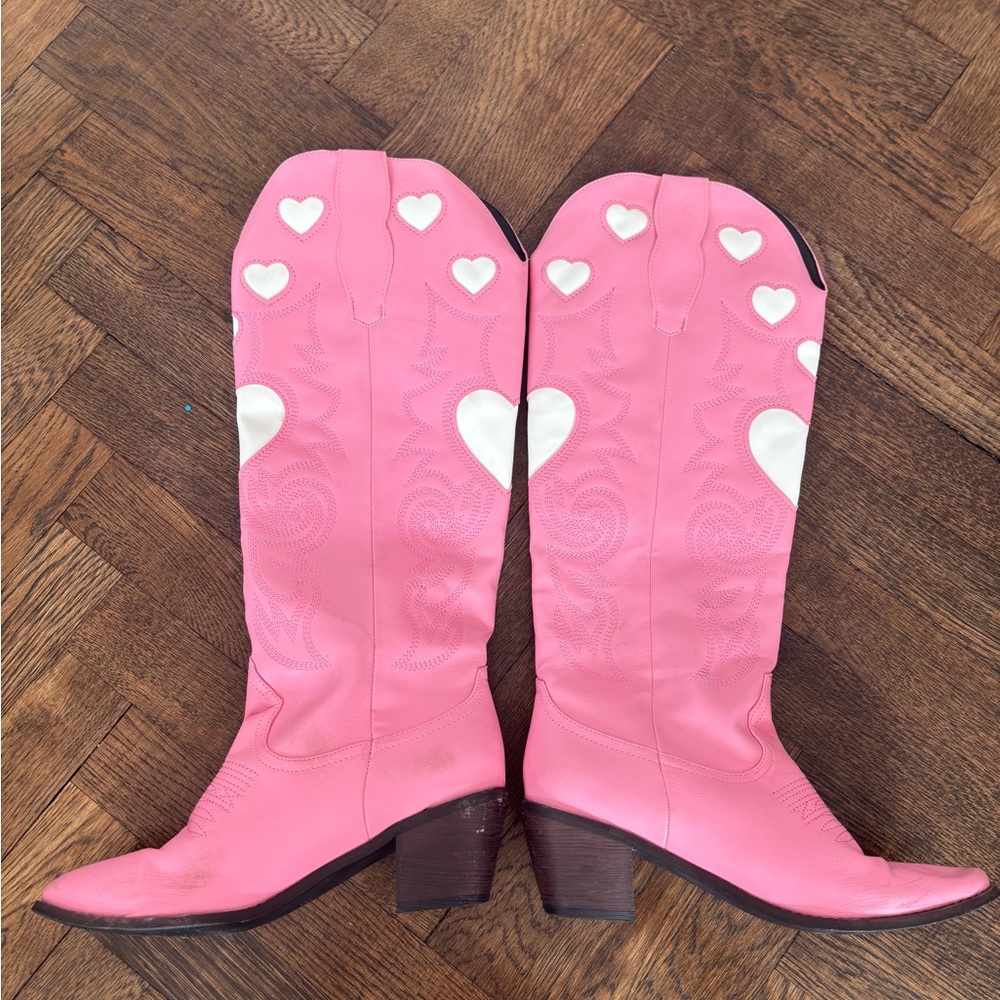Pink Heart Women's Cowboy Boots